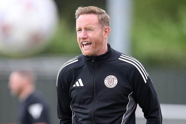 Brackley boss Gavin Cowan on the touchline