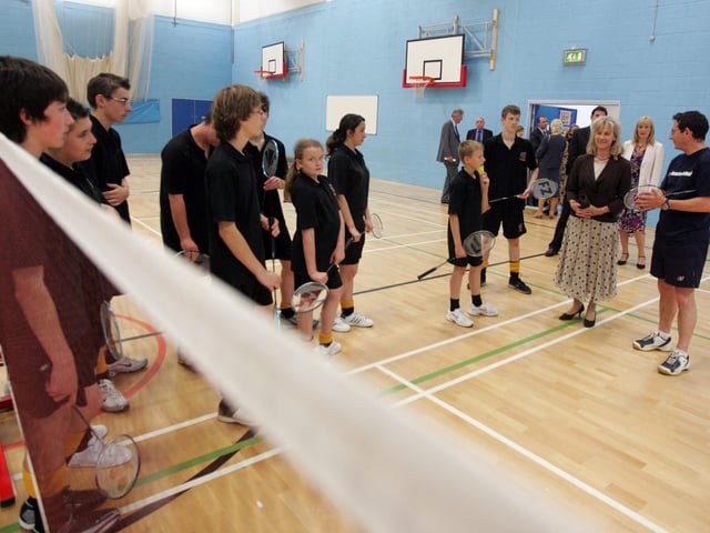 Duchess of Gloucester visits the new section to Kingsthorpe College, Northampton.