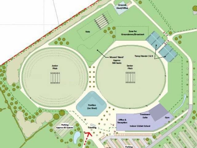 The proposed plans for the new cricket centre on the outskirts of Moulton village (Picture courtesy of NCCC)