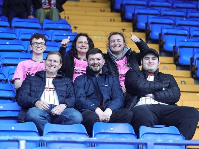 Northampton Town supporters prior to the final game of the season at Tranmere Rovers.