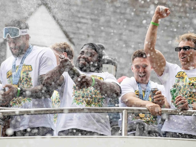 Saints players, coaches and staff celebrated with fans in Northampton town centre on Sunday (June 9) after winning the Gallagher Premiership title at Twickenham on Saturday (June 8).