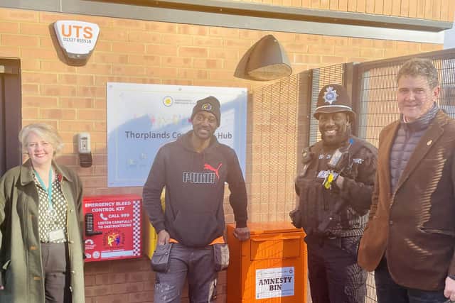 Another amnesty bin and bleed kit were installed Thorplands Community Centre.