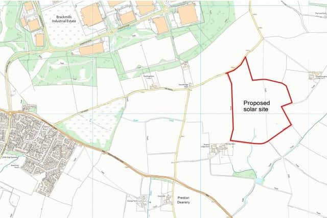 The proposal would see a 78.2-acre site near Brackmills developed with more than 50,000 solar panels, alongside associated infrastructure including power stations, fencing and access tracks.