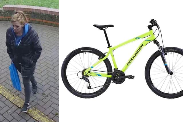 Police would like to speak to the woman pictured after a child's mountain bike was stolen.