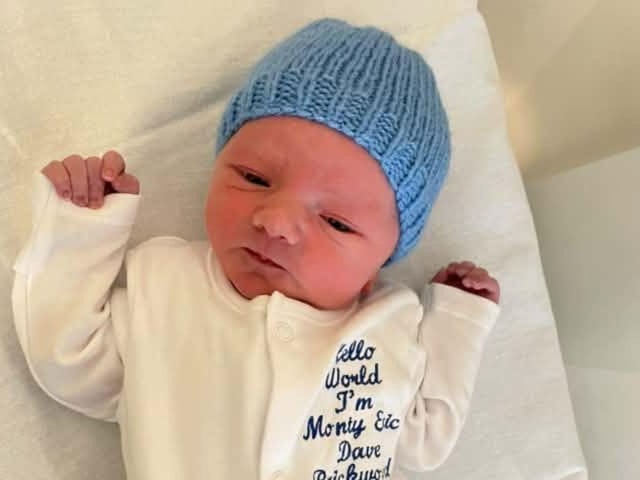 Monty Eric Dave was born at 4.26am on August 10, weighing 6lbs 10oz.