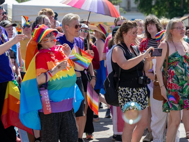 Northampton Pride 2026 in the Market Square on Saturday July 11, 2026. Photo by David Jackson