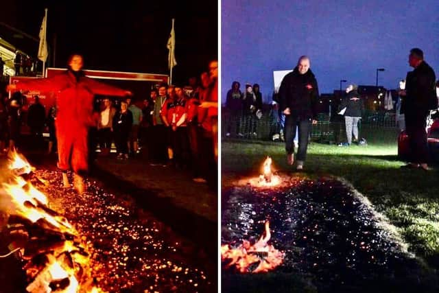On the evening of the event, everyone will undergo training and when the fire has turned to red hot embers, it is raked-level and prepared for the walk.