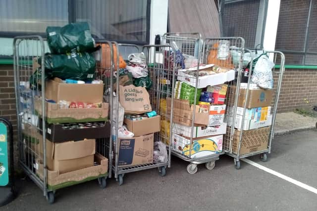 A generous donation made to the Hope Foodclub by Spratton School this week.