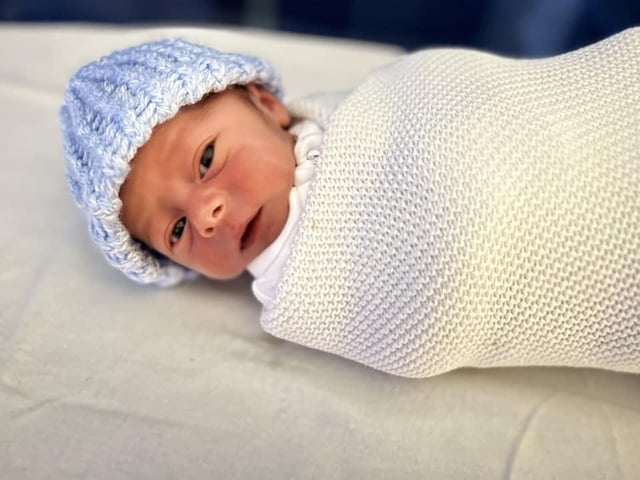 Teddie-Peter born at 12.05pm on July 24 at Northampton General Hospital, weighing 4lbs 13oz.