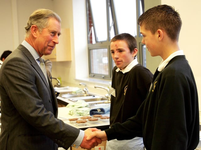 Prince Charles looked in on a cookery class during his visit