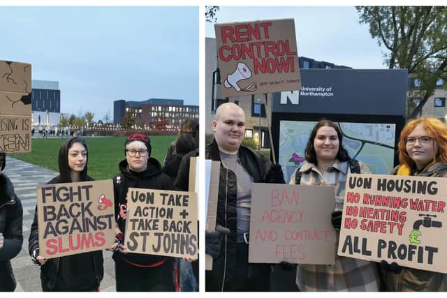 Students protested at the Waterside Campus on Wednesday afternoon (November 8)
