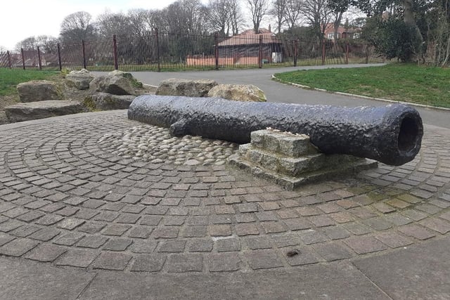 The cannon in Barnes Park was recovered from the River Wear after being lost during which war?