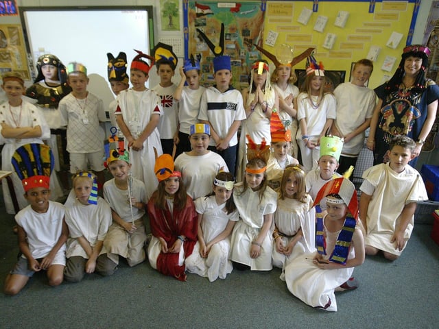 Pupils at Whitehills primary school dress up for a Victorian and Egyptian day. Year 5 pupils dress up in Egyptian costume.