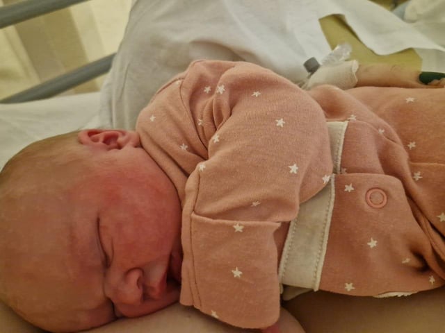 Lyra Rose born at 9.59am on December 21 at Northampton General Hospital, weighing 8lbs 4oz.