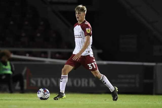Dylan Hill in action during his Cobblers debut against Cambridge United on Tuesday night (Picture: Pete Norton)