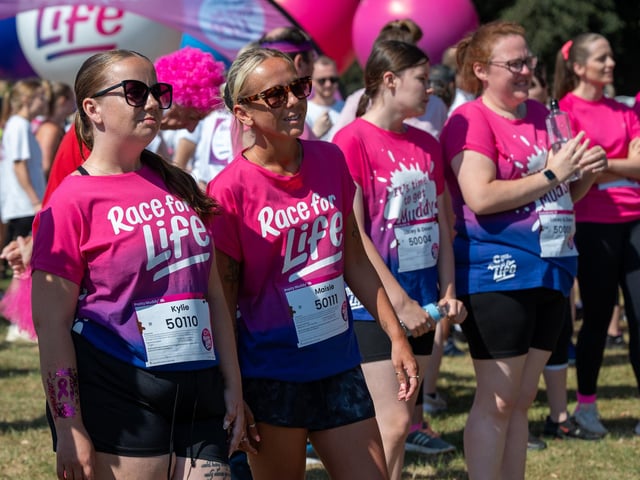 Runners taking part in the Pretty Muddy Race For Life at Abington Park in Northampton on Saturday, July, 11, 20026. Photo by David Jackson.
