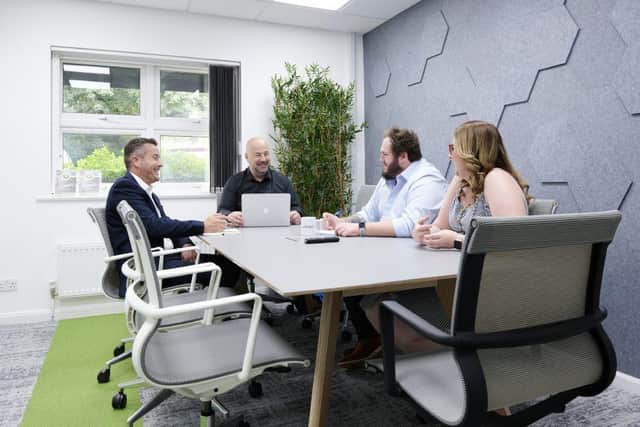 Steve Allan with members of the Verve Workspace team