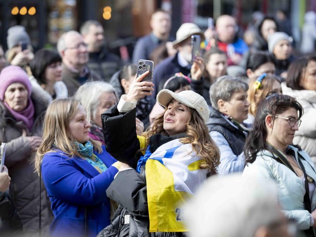 Hundreds attended to commemorate one year since the invasion of Ukraine on February 24, 2022.