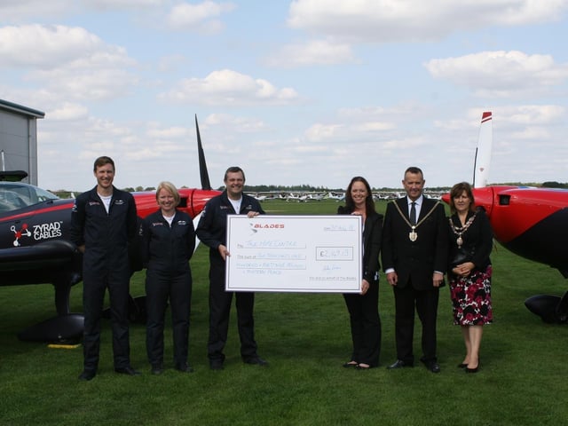 The Blades team, alongside Hope Centre representatives and the then mayor and mayoress of Northampton in 2018.