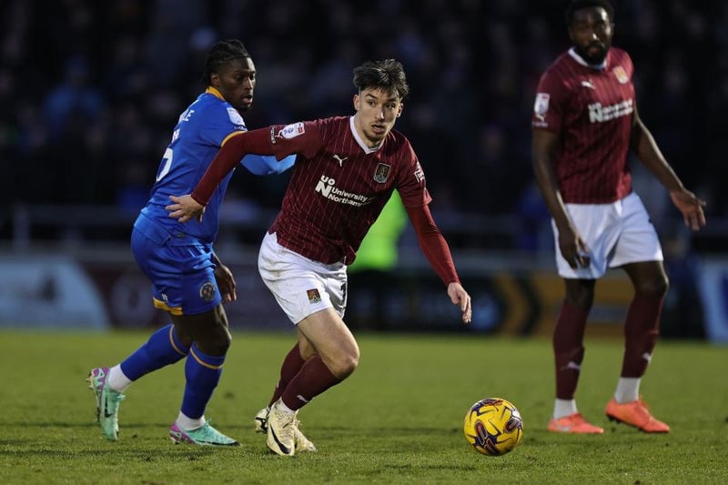 Kieron Bowie on the ball for the Cobblers in their 2-0 defeat to Shrewsbury Town on Saturday (Photo by Pete Norton/Getty Images)