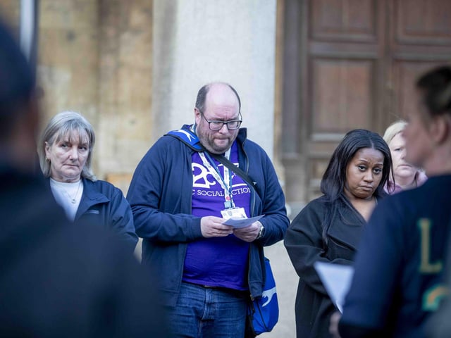 Everyone gathered to remember the victims of fatal knife crime attacks and to mark one year since the Knife Angel visited Northamptonshire.