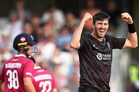 Somerset's Craig Overton celebrates claiming the wicket of Ricardo Vasconcelos in his side's win at Taunton on July 10