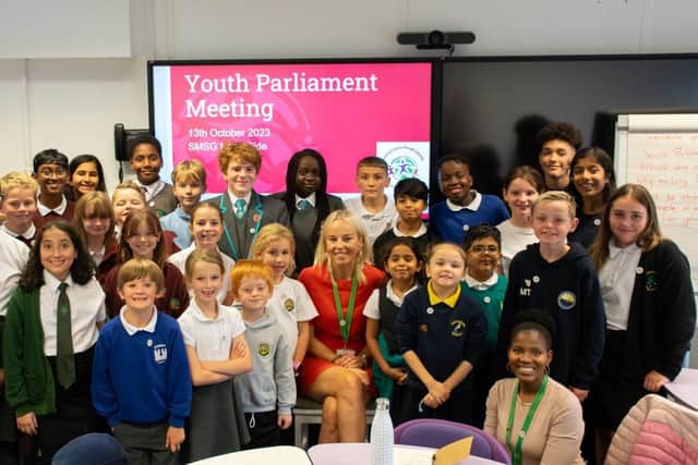 Sarah Bennett (middle) and the IFtL Youth Parliament.