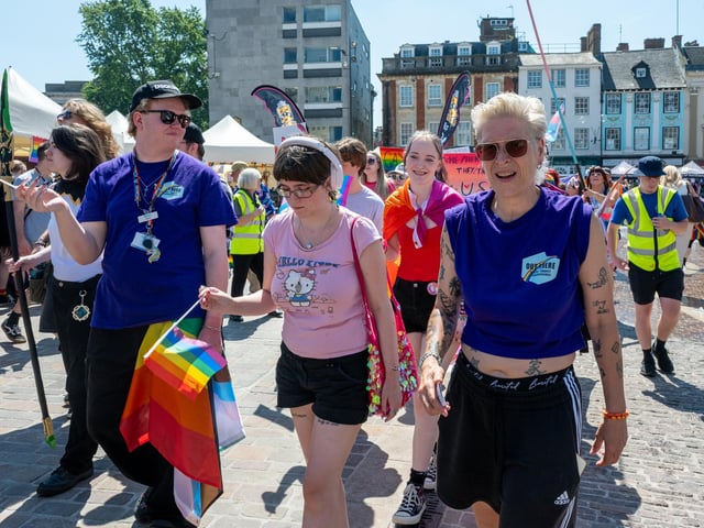 Northampton Pride 2026 in the Market Square on Saturday July 11, 2026. Photo by David Jackson