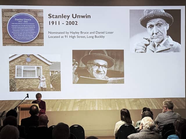 Stanley Unwin - celebrated by a new Blue Plaque in his name from West Northants Council.