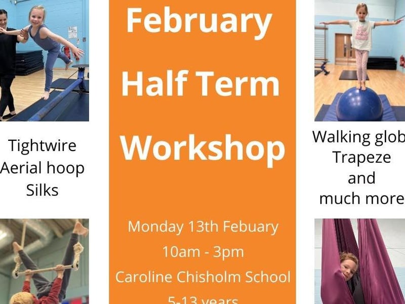 For children aged three to 13, there is a circus workshop taking place on Monday February 13.
Children will get to learn skills on a trapeze, aerial hoop, walking globe, silks, tightwire and more.
The session will run at Caroline Chisholm School from 10am - 3pm and will cost £30. Email info@thecircusschool.co.uk to book.