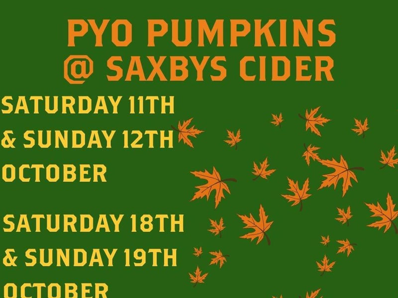 The cider farm in Farndish, near Wellingborough, will open its pumpkin patch on Saturday October 11, Sunday October 12, Saturday October 18, Sunday October 19, Saturday October 25 and Sunday October 26, from 10am until 4pm. Tickets are priced at £5 per car, with pumpkins charged separately. The bar and shop will be open with trailer rides also on offer, weather dependant. Tickets can be booked on the Saxby's website.