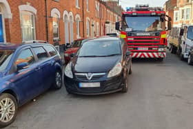 Firefighters were delayed responding to an emergency due to double parking in Northampton. Photo: NFRS.