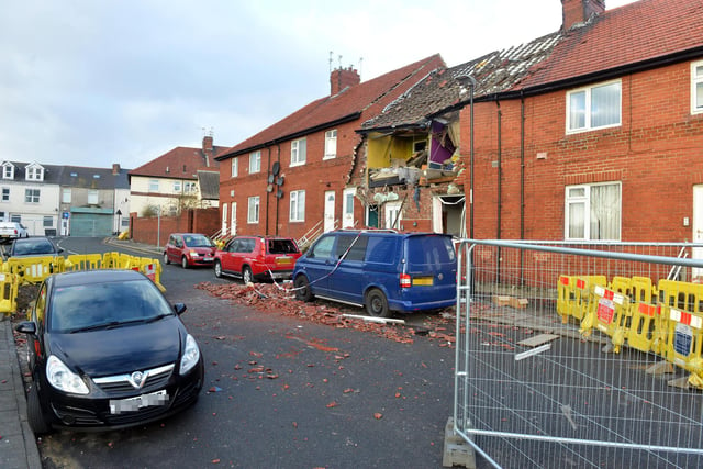 The aftermath of the suspected gas blast in Whickham Street, Roker.