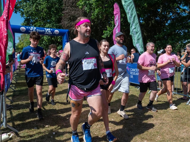 Runners taking part in the Pretty Muddy Race For Life at Abington Park in Northampton on Saturday, July, 11, 20026. Photo by David Jackson.