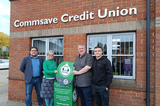 Manager and Station Assistant of NLive Radio with two members of the Community Fund panel - Commsave
