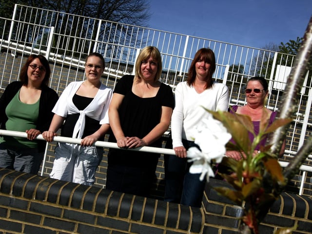 Tracey Shrigley is a nominee for our Term Time Awards. Pics of her with staff and parents at Thorplands Primary School, Northampton L-R are Mel Hanwell, Libby Harvey, Tracey Shrigley, Christine Martin and Linda Bushell