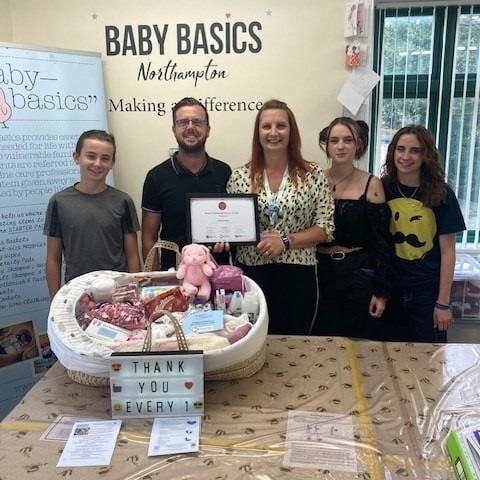 Foundation Vice President Crispin Holborrow DL presenting Sabrina Oakley from Baby Basics Northampton with a Rose of Northamptonshire Award. Sabrina Oakley helped to found Baby Basics Northampton and continues to ensure the charity thrives, providing starter packs to new Mums across Northamptonshire. Sabrina is also a Regional Hub Lead with Baby Basics UK, guiding new centres as they establish themselves.
