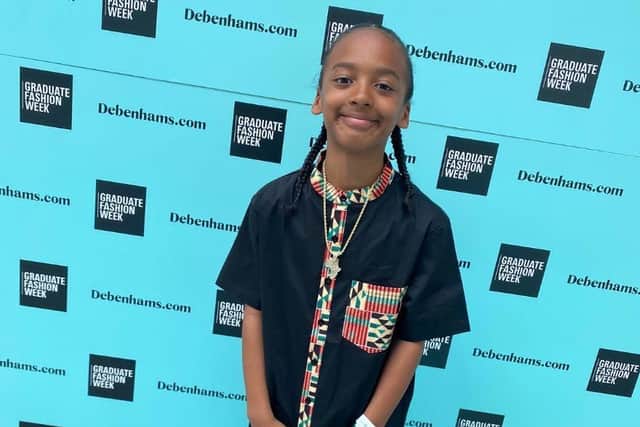 The 12-year-old was gifted tickets to Graduate Fashion Week as part of his success, which he travelled to London to attend on June 13.