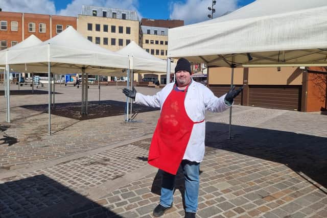 Several of the pop-up stalls in the middle of Northampton Market remain vacant, leaving a large empty space in the square.