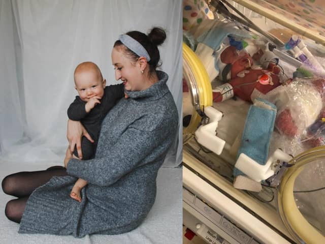 Hannah Juliff with her baby son, Lucas, who was born premature at just over 29 weeks.