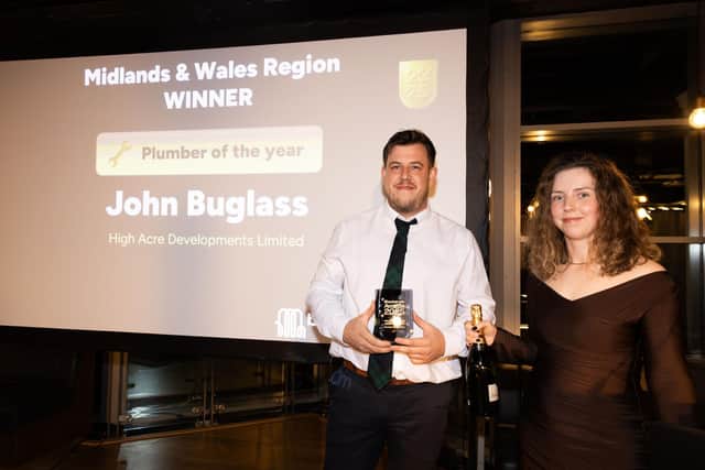 John Buglass, High Acre Developments Ltd receiving Plumber of the Year award