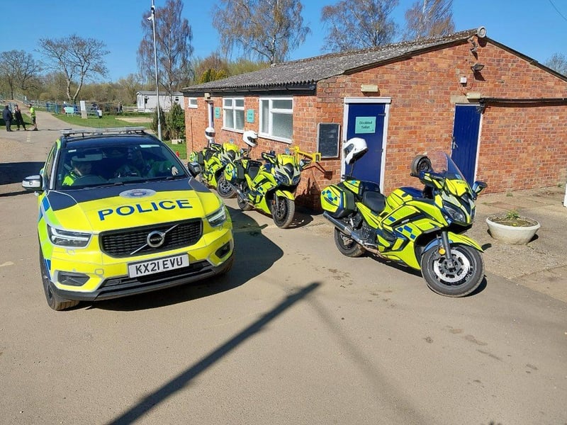 Northants Roads Policing Team lead the operation to start moving caravans off Cogenhoe Mill