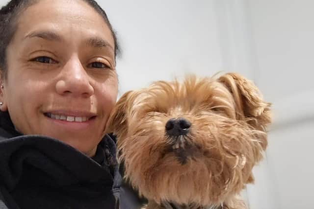 Rex with kennel manager Kate