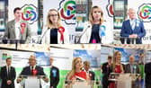 Top row from left to right: Mike Reader for Northampton South, Lucy Rigby for Northampton North, Sarah Bool for South Northamptonshire and Stuart Andrew for Daventry.Bottom row from left to right: Lee Barron for Corby and East Northamptonshire, Rosie Wrighting for Kettering and Gen Kitchen for Wellingborough and Rushden.