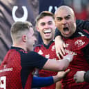 Simon Zebo celebrated after scoring for Munster against Toulon last Saturday (photo by CHRISTOPHE SIMON / AFP) (Photo by CHRISTOPHE SIMON/AFP via Getty Images)