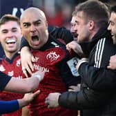Simon Zebo celebrated after scoring for Munster against Toulon last Saturday (photo by CHRISTOPHE SIMON / AFP) (Photo by CHRISTOPHE SIMON/AFP via Getty Images)