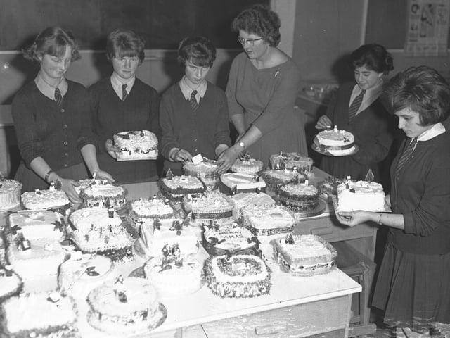 St Mary's cakes and fashion show, December 11, 1961, Grange Road, Eastfield, Northampton. demolished 2010.