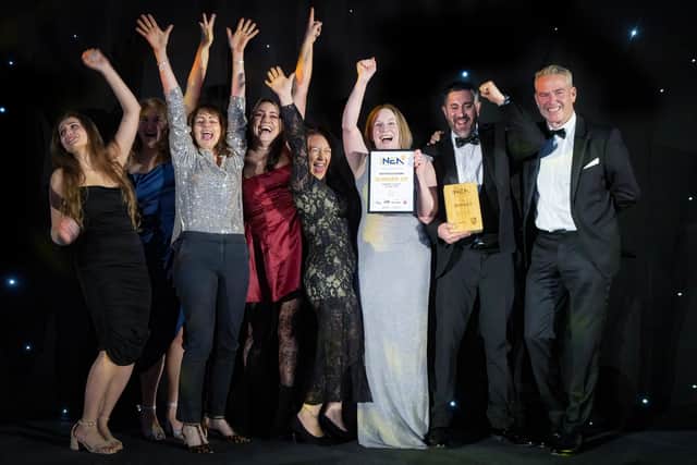 From L-R: Stephanie Geller, Catrina Hall, Simone Gray, Lindsey Martin, Keleigh Moore, Sarah Russell, Peter Fairbrother and representative from Bechtle