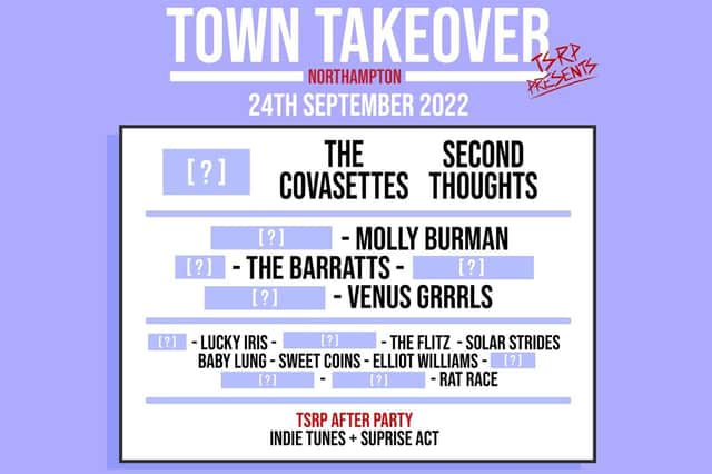 Town Takeover will see gigs at four venues in Northampton this September.