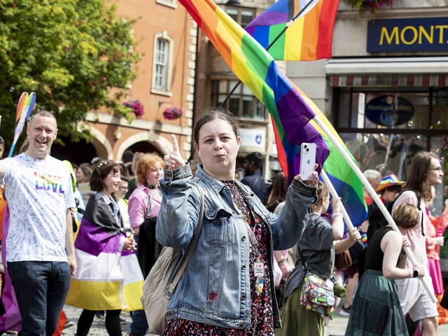 A parade made its way through the town centre before finishing at the university's Waterside campus as Northampton Pride took place on Saturday July 8, 2023.